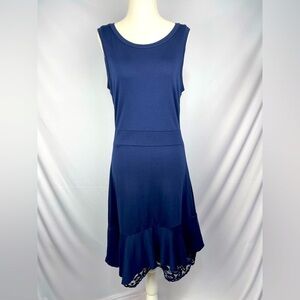 Signature Collection MIDI Navy blue lace Sleeveless dress women’s size M 10-12